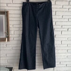 J.Crew Favorite Fit Wide Leg Chambray Trouser Pants Blue Size 8 Work Career